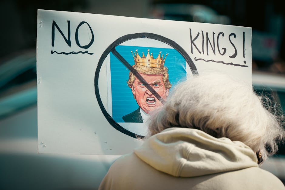 The Boys Season 5 Meets Trump’s AI Jesus Post by Accident 1 A protest sign reading 'No Kings' depicts resistance against monarchy with a satirical image.